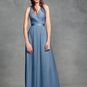 Chiffon Halter Bridesmaid Dress with Tulle Bow